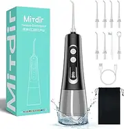 MiTdir M139 Water Dental Flosser Cordless for Teeth 8 Tips 9 Modes 300ML Dental Oral Irrigator, Portable Rechargeable IPX7 Waterproof Water Teeth Cleaner Picks for Home Travel