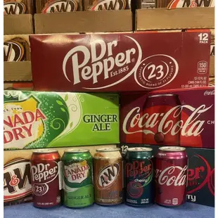 Dr Pepper/ A&W麥根沙士/ CANADA DRY 薑汁汽水/COCA COLA 櫻桃可樂/香草 355mX1