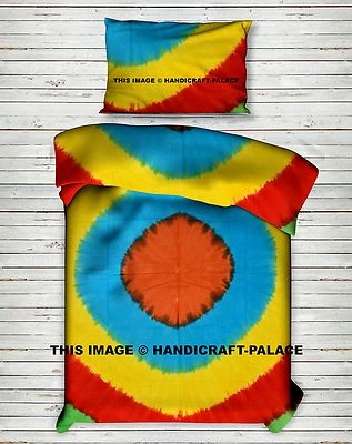 Indian Cotton Duvet Doona Cover Spiral Mandala Handmade Single Quilt Cover Set