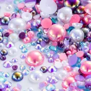 60g Mix Flatback Half Round Pearls and 30g Resin Rhinestone Mixed Size 3mm-10...