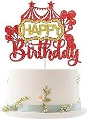 Confetti! Whimsical Circus Happy Birthday Cake Topper | Carnival Zoo Animals Birthday Cake Decor | Baby Shower & Kids Party Supplies