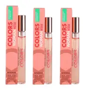 Colors Rose Intenso by Benetton Women 3 Pack of EDP Spray 1.02oz (3x0.34oz) New