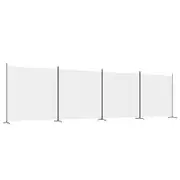 vidaXL 4-Panel Room Divider White Fabric Privacy Screen Room Separator Folding