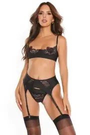 Sexy Bra Garter Belt Thong SET- Coquette - 23102
