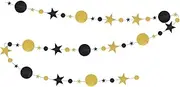 Party Decorations 4m Glitter Mirror Paper Banner Black Gold Silver Star Round Paper Garland for Wedding 30th Birthday Party Home Decor Flag Banner (Color : A02)