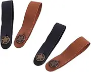 Shengsenfu Guitar Neck Strap Link Set 4 Pieces PU Leather Button Headstock Tie Strap Lock String for Electric Acoustic and Bass Guitars Black & Brown Guitar Strap Accessories Guitar Strap Lock String