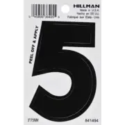 Hillman 841494 3-Inch Die-Cut Black Gloss Finish, Vinyl Peel-Off - Number 5
