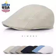 Summer Plain Linen Newsboy Gatsby Cap Ivy Hat Golf Driver Mens Flat Cabbie