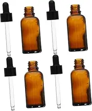 HOMOBABE 4pcs Amber Dropper Bottles Glass Essential Oil Containers Travel-friendly Lightweight and Leakproof Design for Oils and Cosmetics Protects from Light Degradation
