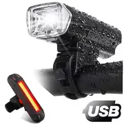 Bike Lights Front Light Rear Flash LED Lights Set Waterproof USB Rechargeable