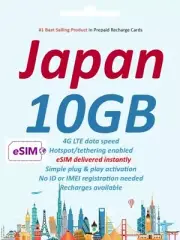 eSIM Japan 30 Days, 10GB High-Speed Data, Docomo IIJmio, No SIM, Instant Setup