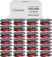 [Msudoku] Compatible with GR24 Universal Twin Spool Calculator Ribbon Porelon 11216 GR24br Replacement for Sharp El 1197 P III fr-2650tm Dataproducts R3027 Printer (Black/Red, 24 Pack)