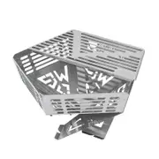 Mobi Garden Camping Fire Pit Grill - Portable Foldable Wood Burning Stove & Bonfire Stand - GREY (L)