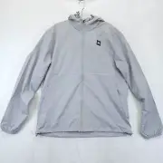 Quicksilver Men Light Hooded Windbreaker Jacket Packable Pocket Gray Sz L $120