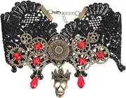 [SHERCHPRY] Halloween Neck Chain Skull Pendant Clavicle Pendant Clavicle Chain Crystal Choker for Gothic Costumes