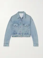 [RAG & BONE] RAG & BONE - Miramar Cropped Loopback Cotton-terry Jacket - Light denim - medium medium Blue