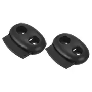 4pcs Plastic Cord Lock (0.87" x 0.79") Double Hole Spring Toggle Stopper Black
