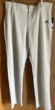MEN'S Adidas Climalite Grey Baseball Triple Stripe Open Bottom Pant - NEW /Tags