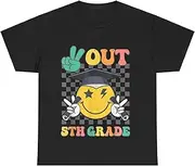 [Generic] Peace Out 5th Grade Graduation Last Day School Fifth Grade T-Shirt for Adults Crew Neck Short Sleeve Tee Shirt