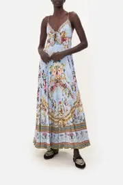 LONG DRESS WITH TIE FRONT FLORAFUL