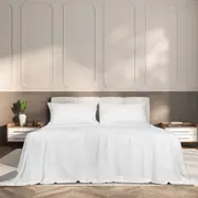 Dreamz Fitted Sheet Set Pillowcase Bamboo Queen White Summer 4PCS