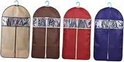 LOLIPPYY High End Embossed Garment Storage Bag Dustproof Clothes Cover with Transparent Window Water Resistant Material Zipper Closure for Suits Coats and Shirts Coffee