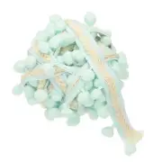 5.5Yards Embroidered Pompoms Trim Ribbon, Pom Poms Trim Ribbon, Light Blue