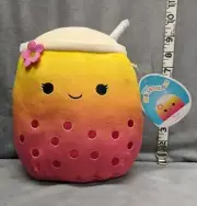Squishmallows Kellytoy 10 Inch Soft Plush Bergit The Boba Tea Orange Red Version