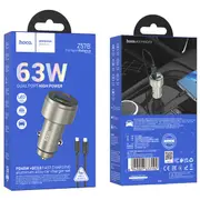 hoco Z57B Glorious 63W dual-port digital display PD45W+QC3.0 car charger - gold