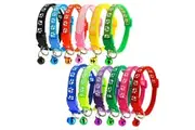 12 Pcs Whelping ID Dog Cat Collar Pet Puppy Kitten Adjustable Harness with Bell