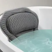 Bath Pillow for Bathtub, Non-Slip, Luxury Soft Bathtub Pillow, Bath Pillows for Tub Neck and Back Support, 4D Air Mesh & 6 Strong Cups, Bathtub Accessories for Women Spa Gift, Bath & Body Works (Grey)