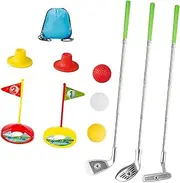 KiBcsLic Kids Golf Club Set Mini Golf Polyvalent Kit with 3 with Storage Bag, Silver