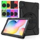 For Samsung Galaxy Tab S3 S4 S5e S6 Lite Rotating Stand Strap Rugged Case Cover