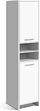 MODAA Stylish Wood Floor Standing Tallboy Bathroom Storage Cabinet with Shelves, Adjustable Shelf Tall Laundry Cupboard Tower Bath Cabinets, White