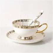 Luxury Sapphire Fine Bone China Coffee Cup and Saucer Set English Ceramics Afternoon Tea Black Tea Cup Gift Box (Capacity : 200ml, Color : Blue) (Color : Gray, Size : 200ml)