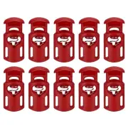30Pcs 5.5x3mm Cord Lock Plastic Single Hole Spring Toggle Stoppers, Dark Red