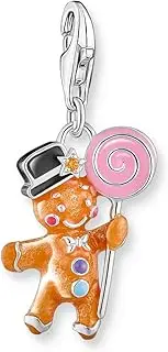 [Thomas Sabo] Silver Blackened Gingerbread Man Charm With Lollipop