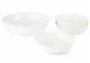 Mikasa Swirl Bone China Dinnerware Set - 5 Pieces, White.