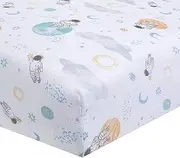 aden + anais Essentials Classic Crib Sheet, 100% Cotton Muslin, Super Soft & Breathable, Tailored Snug Fit, Space Explorers-Explorers