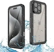 Nexue for iPhone 16 Pro Max Case Waterproof - 360 Heavy Duty with Screen/Camera Protector Shockproof IP68 Underwater Dustproof Water Dust Shock Proof Double Full Body/Front and Back Case Clear,Black