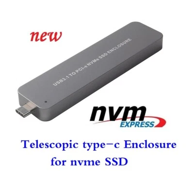M key NGFF M.2 PCIE NVMe SSD to Type-C Adapter Retractable HDD Enclosure 10Gbps