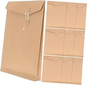 SECFOU 10pcs String Paper Bag Document Organiser Document Organizer Brown Stationary Organiser Envelope Storage Magazine Organizer Envelopes File Folder Light Brown Paper