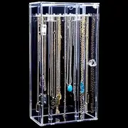 [Haiabei] Acrylic Necklace Holder Stand,Clear Necklace Organizer with 24 Hooks,Dustproof Rotation Jewelry Storage Holder,Enclosed Long Necklaces Display Rack Pendant Bracelets Display Case Jewelry Display Box