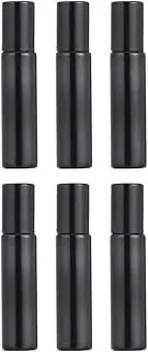 TOGEVAL 6Pcs Black Glass Roller Bottles with Stainless Steel Roller Balls Refillable Eye Cream and Essential Oil Containers for Home and Travel Use Leak Design