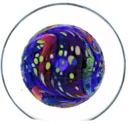 KARG GLASS Art Glass Dichroic Large Disk Multicolored Hand Blown Signed New