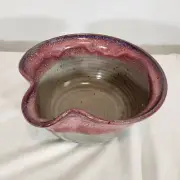 Hand Made Stoneware Studio Pottery Signed By Artist Drip Glaze Pour Bowl