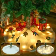 LED Lighted 30" White Faux Fur Christmas Tree Skirt for Xmas Decoration
