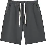 [PHJTOMK] Mens Pique Gym Short with Pockets Male Running Pajama Lounge Short Elastic Waist Drawstring Beach Shorts with Pockets, Grey 1, Medium