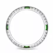 Ladies 1CT Diamond Bezel 18KW For Rolex Date, Datejust, President With Emeralds