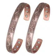 Copper Bracelets for Women, 99.9% Pure Copper Vintage Flower Magnetic Bangle ...